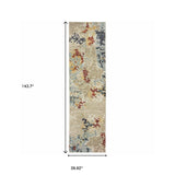 12' Runner Beige and Blue Abstract Power Loom Runner Rug - Homeroots - Flyclothing LLC