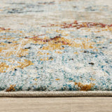12' Runner Beige and Blue Abstract Power Loom Runner Rug - Homeroots - Flyclothing LLC
