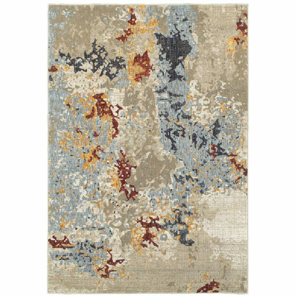 3' X 5' Blue and Beige Abstract Power Loom Area Rug - Homeroots - Flyclothing LLC