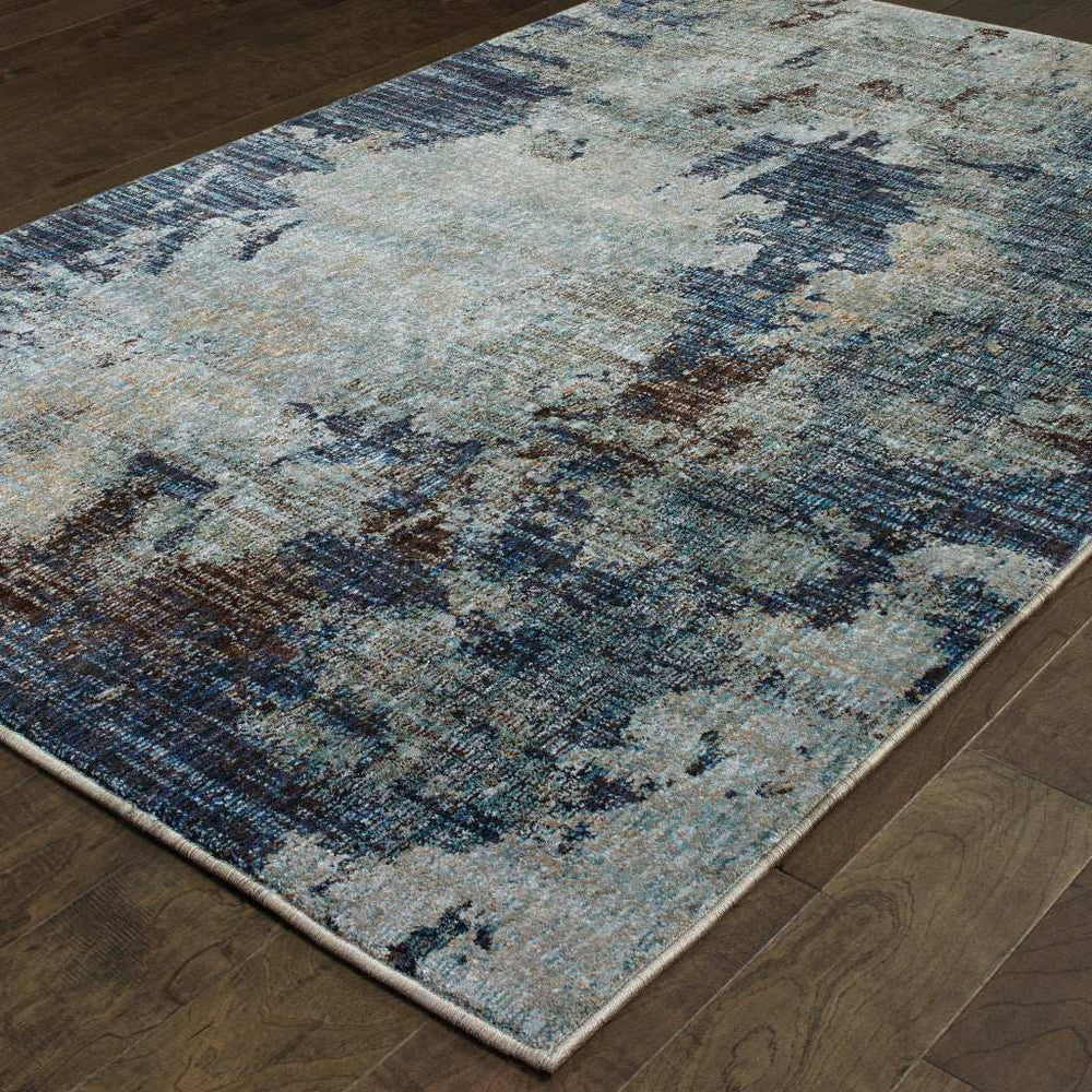 10' X 13' Navy Blue Abstract Power Loom Area Rug - Homeroots - Flyclothing LLC