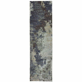 8' Runner Navy Blue Abstract Power Loom Runner Rug - Homeroots - Flyclothing LLC