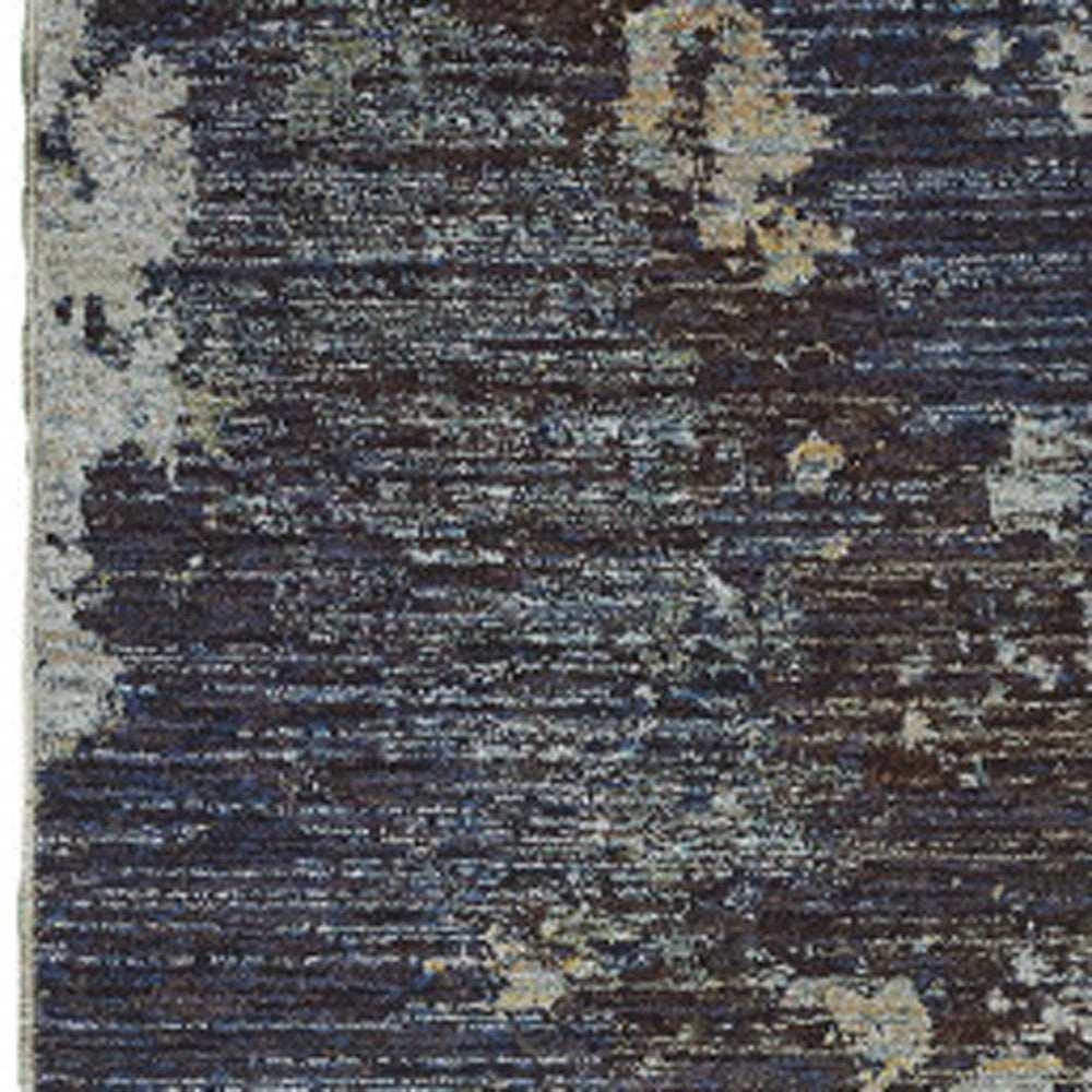 12' Runner Navy and Blue Abstract Power Loom Runner Rug - Homeroots - Flyclothing LLC