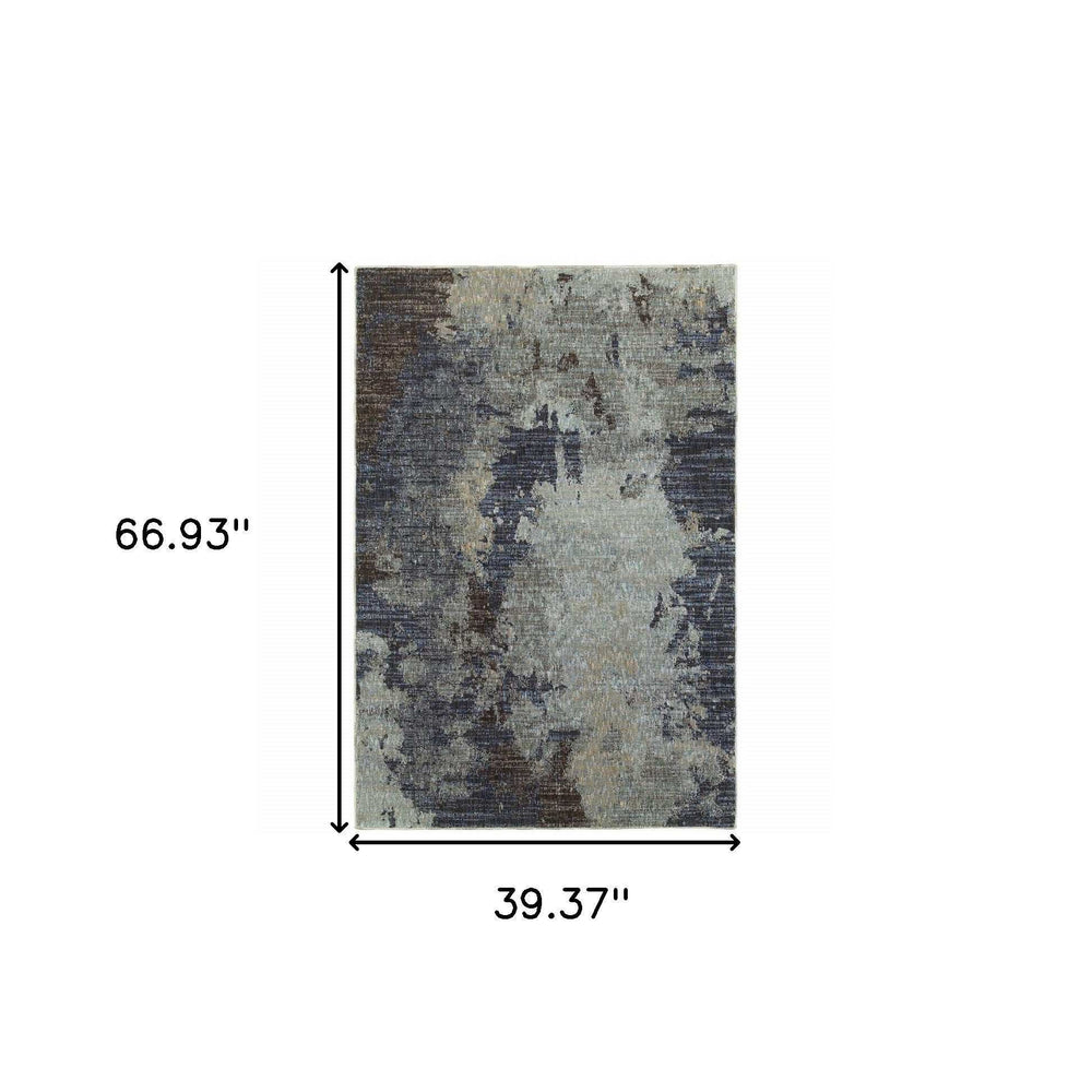 3' X 5' Navy Blue Abstract Power Loom Area Rug - Homeroots - Flyclothing LLC