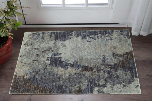 3' X 5' Navy Blue Abstract Power Loom Area Rug - Homeroots - Flyclothing LLC