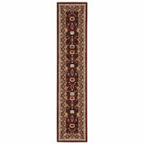 2' X 10' Red And Ivory Oriental Power Loom Runner Rug With Fringe - Homeroots - Flyclothing LLC