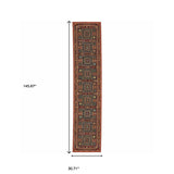 2' X 10' Blue And Red Oriental Power Loom Runner Rug With Fringe - Homeroots - Flyclothing LLC