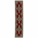 12' Red And Black Oriental Power Loom Runner Rug With Fringe - Homeroots - Flyclothing LLC