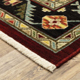 12' Red And Black Oriental Power Loom Runner Rug With Fringe - Homeroots - Flyclothing LLC