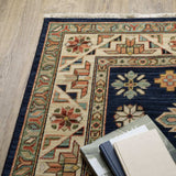 12' Blue and Orange Oriental Power Loom Runner Rug - Homeroots - Flyclothing LLC