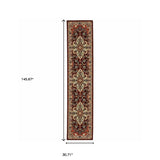 2' X 10' Red And Ivory Oriental Power Loom Runner Rug With Fringe - Homeroots - Flyclothing LLC
