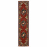 2' X 10' Red And Ivory Oriental Power Loom Runner Rug With Fringe - Homeroots - Flyclothing LLC