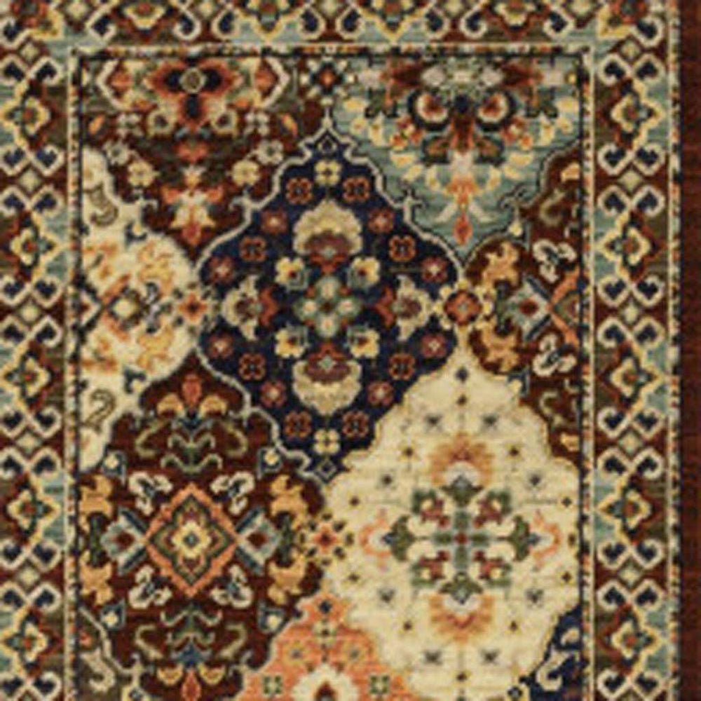 2' X 10' Red And Ivory Oriental Power Loom Runner Rug With Fringe - Homeroots - Flyclothing LLC