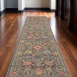 2' X 10' Gray And Ivory Oriental Power Loom Runner Rug With Fringe - Homeroots - Flyclothing LLC