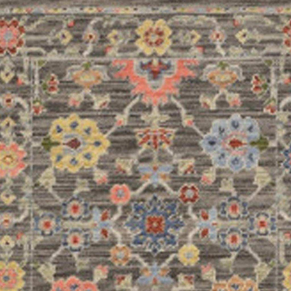 2' X 10' Gray And Ivory Oriental Power Loom Runner Rug With Fringe - Homeroots - Flyclothing LLC