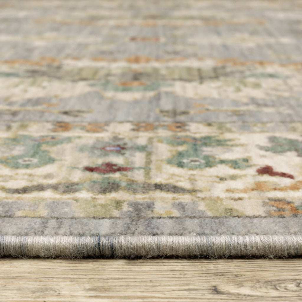 2' X 10' Gray And Ivory Oriental Power Loom Runner Rug With Fringe - Homeroots - Flyclothing LLC