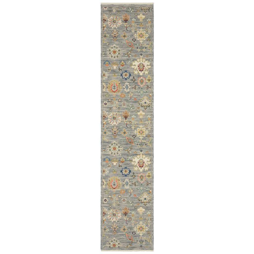 2' X 10' Gray And Ivory Oriental Power Loom Runner Rug With Fringe - Homeroots - Flyclothing LLC