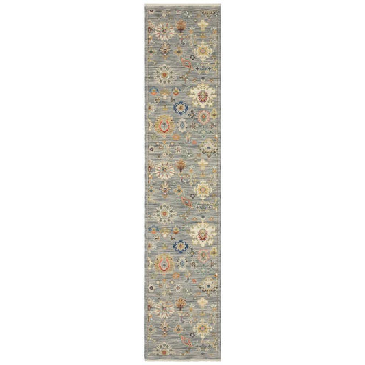 2' X 10' Gray And Ivory Oriental Power Loom Runner Rug With Fringe - Homeroots - Flyclothing LLC