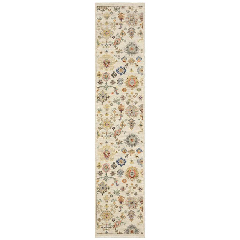 2' X 10' Blue And Ivory Oriental Power Loom Runner Rug With Fringe - Homeroots - Flyclothing LLC