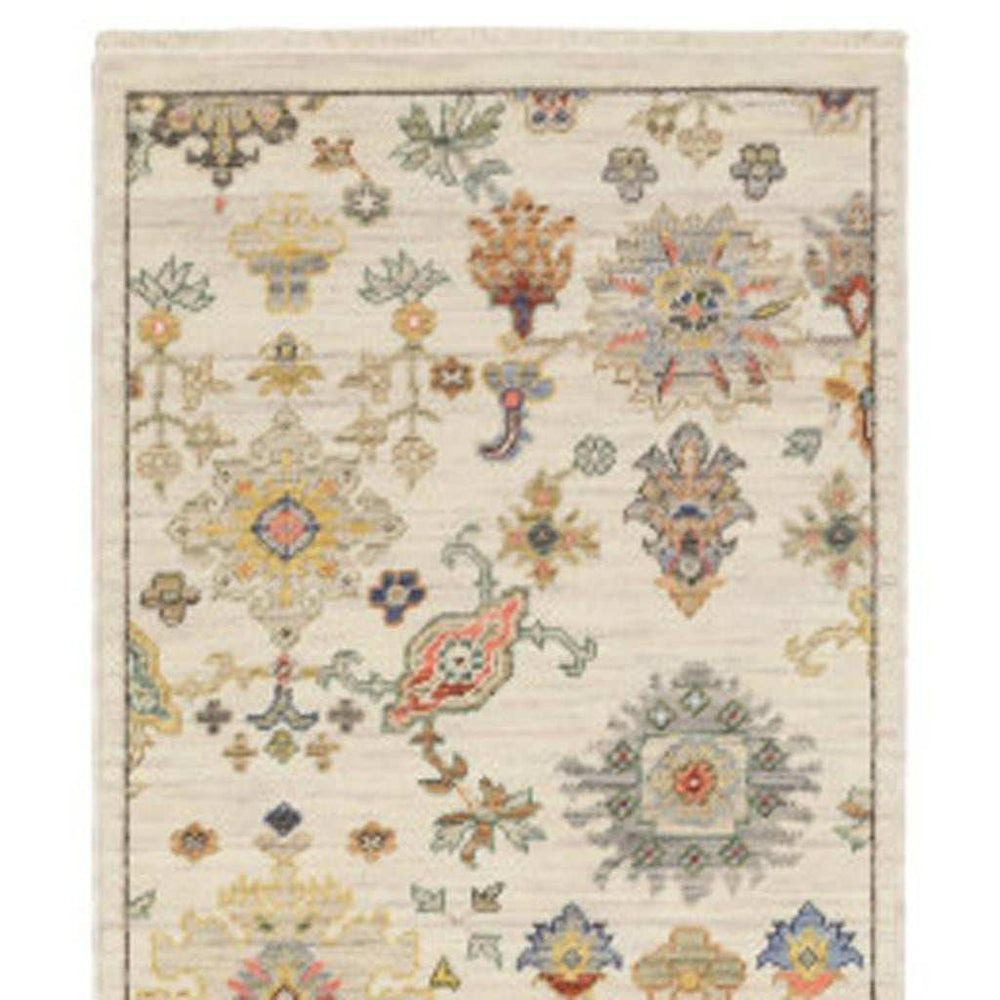 2' X 10' Blue And Ivory Oriental Power Loom Runner Rug With Fringe - Homeroots - Flyclothing LLC