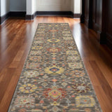 2' X 10' Gray And Ivory Oriental Power Loom Runner Rug With Fringe - Homeroots - Flyclothing LLC