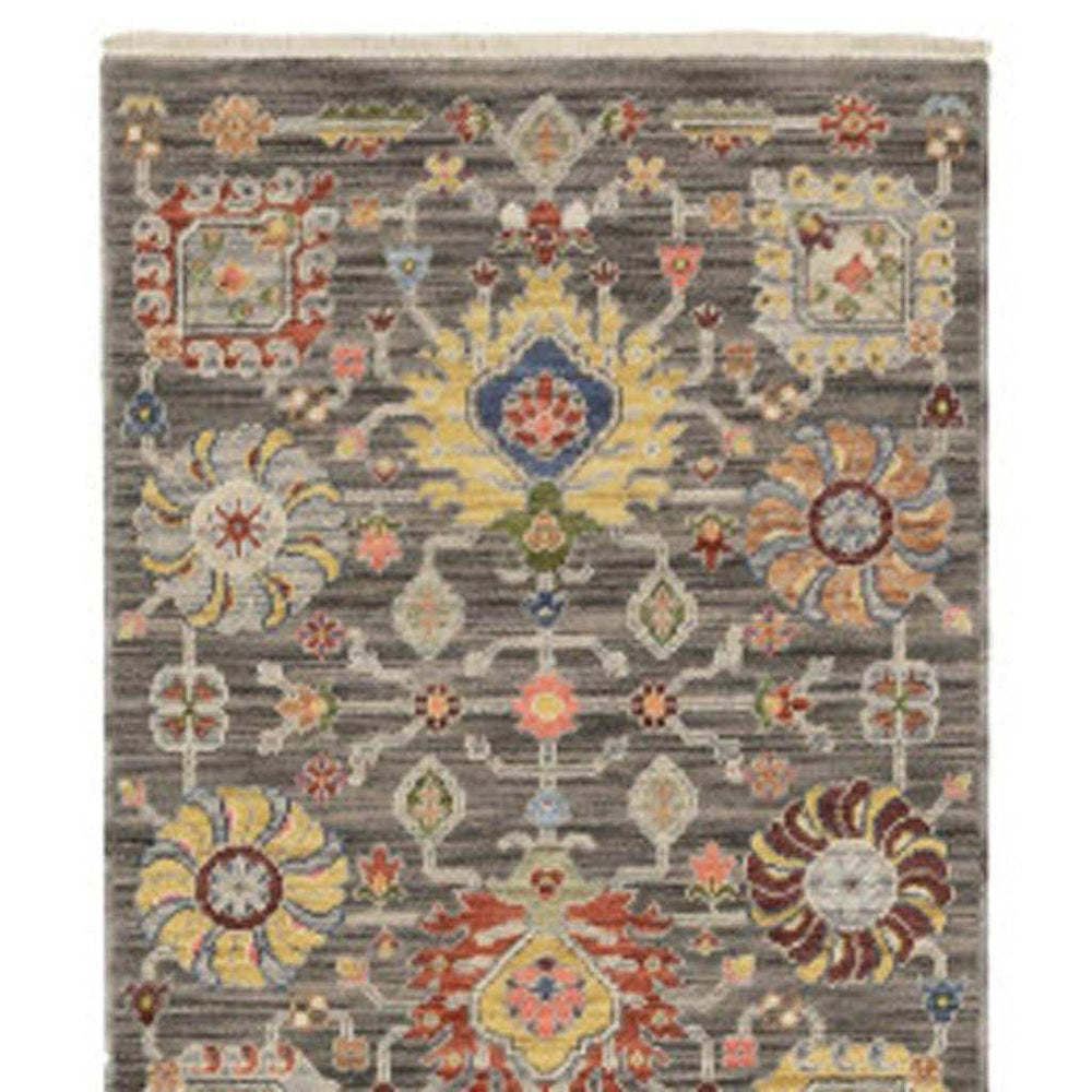 2' X 10' Gray And Ivory Oriental Power Loom Runner Rug With Fringe - Homeroots - Flyclothing LLC