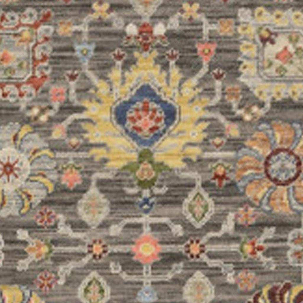 2' X 10' Gray And Ivory Oriental Power Loom Runner Rug With Fringe - Homeroots - Flyclothing LLC