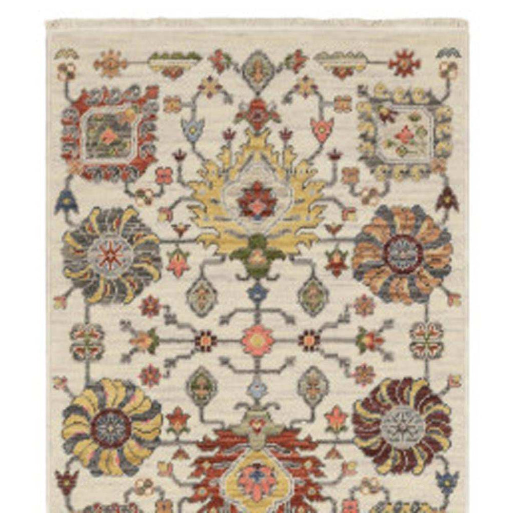 2' X 10' Gray And Ivory Oriental Power Loom Runner Rug With Fringe - Homeroots - Flyclothing LLC