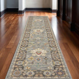 2' X 10' Blue And Gray Oriental Power Loom Runner Rug With Fringe - Homeroots - Flyclothing LLC