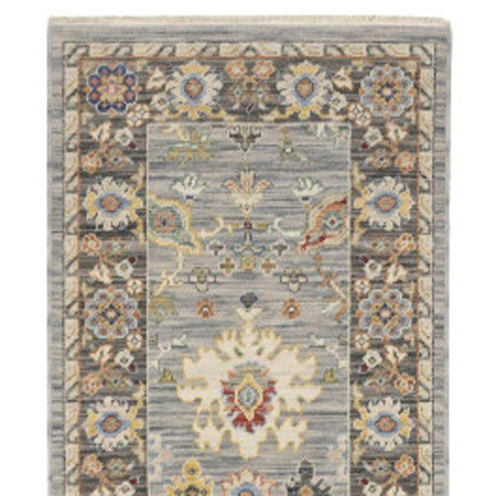 2' X 10' Blue And Gray Oriental Power Loom Runner Rug With Fringe - Homeroots - Flyclothing LLC
