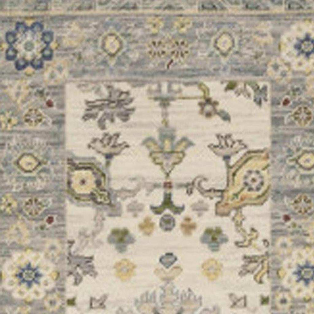 2' X 10' Blue And Ivory Oriental Power Loom Runner Rug With Fringe - Homeroots - Flyclothing LLC