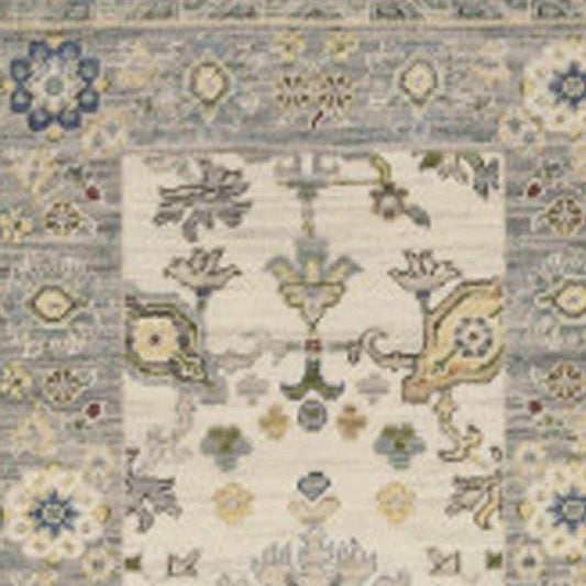 2' X 10' Blue And Ivory Oriental Power Loom Runner Rug With Fringe - Homeroots - Flyclothing LLC