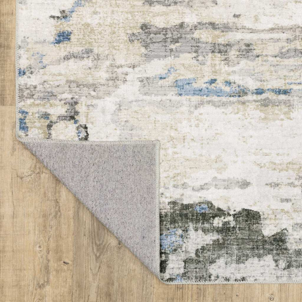 2' X 3' Gray And Ivory Abstract Printed Stain Resistant Non Skid Area Rug - Homeroots - Flyclothing LLC