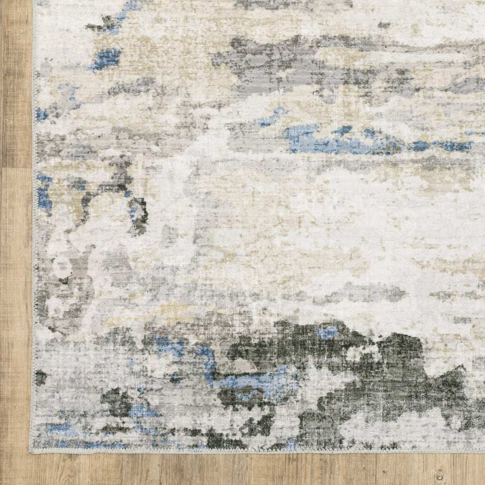 2' X 3' Gray And Ivory Abstract Printed Stain Resistant Non Skid Area Rug - Homeroots - Flyclothing LLC