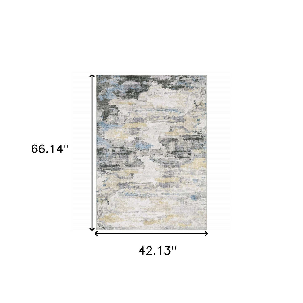 4' X 6' Gray And Ivory Abstract Printed Stain Resistant Non Skid Area Rug - Homeroots - Flyclothing LLC