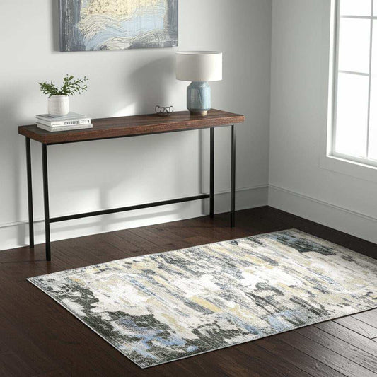 4' X 6' Gray And Ivory Abstract Printed Stain Resistant Non Skid Area Rug - Homeroots - Flyclothing LLC
