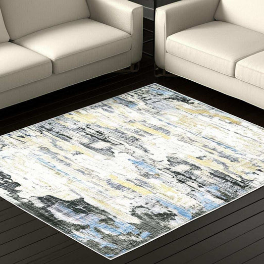 5' X 7' Gray And Ivory Abstract Printed Stain Resistant Non Skid Area Rug - Homeroots - Flyclothing LLC