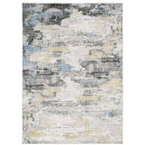 8' X 10' Grey Blue Charcoal Ivory Yellow Beige And Tan Abstract Printed Stain Resistant Non Skid Area Rug - Homeroots - Flyclothing LLC