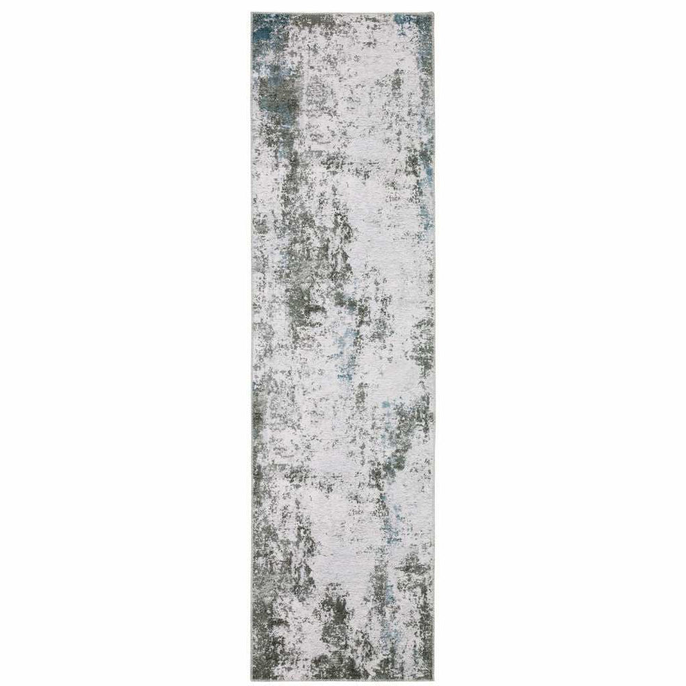 2' X 8' Gray And Ivory Abstract Printed Stain Resistant Non Skid Runner Rug - Homeroots - Flyclothing LLC