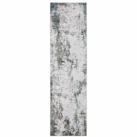 2' X 8' Gray And Ivory Abstract Printed Stain Resistant Non Skid Runner Rug - Homeroots - Flyclothing LLC