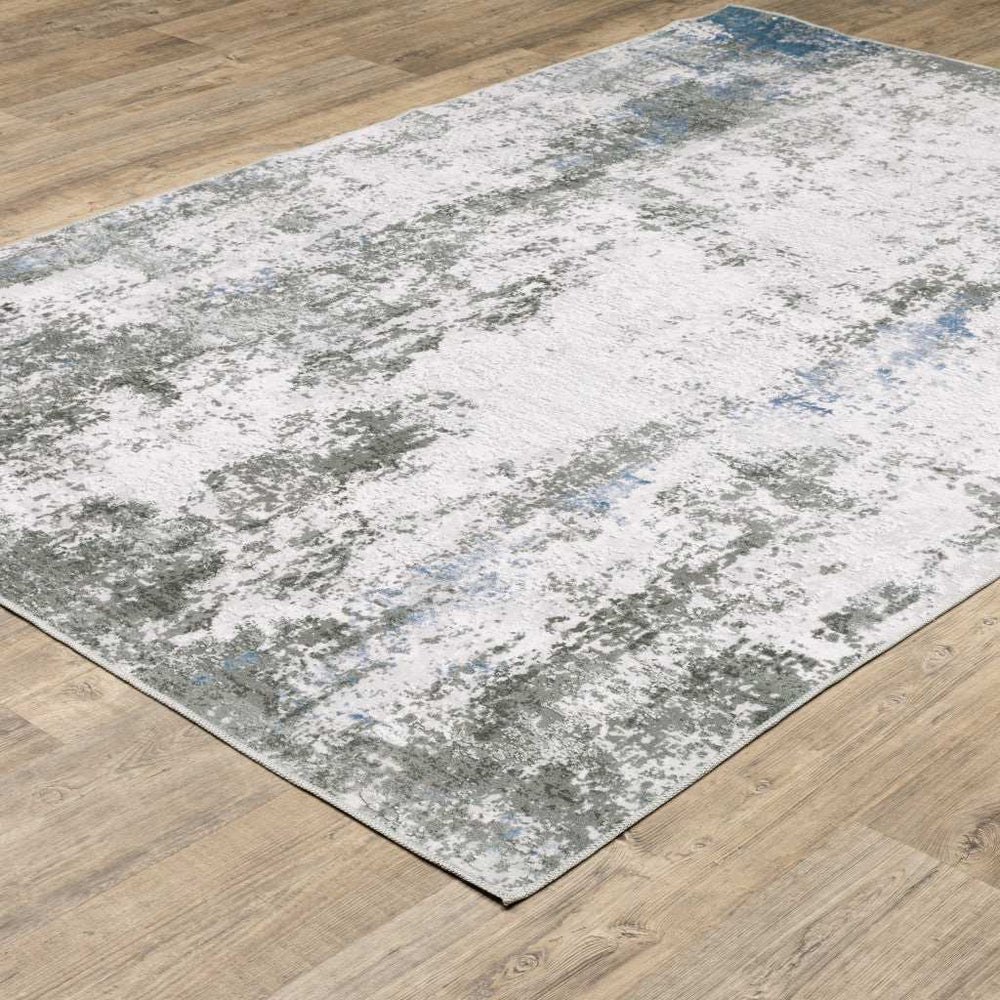 4' X 6' Silver Grey Charcoal And Light Blue Abstract Printed Stain Resistant Non Skid Area Rug - Homeroots - Flyclothing LLC