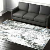 5' X 7' Silver Grey Charcoal And Light Blue Abstract Printed Stain Resistant Non Skid Area Rug - Homeroots - Flyclothing LLC