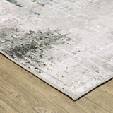 4' X 6' Silver Grey Teal Blue And Charcoal Abstract Printed Stain Resistant Non Skid Area Rug - Homeroots - Flyclothing LLC