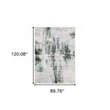 8' X 10' Silver Grey Teal Blue And Charcoal Abstract Printed Stain Resistant Non Skid Area Rug - Homeroots - Flyclothing LLC