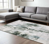 8' X 10' Silver Grey Teal Blue And Charcoal Abstract Printed Stain Resistant Non Skid Area Rug - Homeroots - Flyclothing LLC