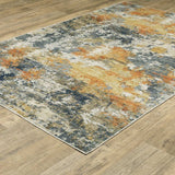 2' X 3' Teal Blue Orange Gold Grey Tan Brown And Beige Abstract Printed Stain Resistant Non Skid Area Rug - Homeroots - Flyclothing LLC