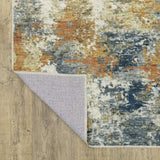 2' X 3' Teal Blue Orange Gold Grey Tan Brown And Beige Abstract Printed Stain Resistant Non Skid Area Rug - Homeroots - Flyclothing LLC