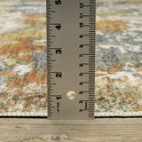 2' X 3' Teal Blue Orange Gold Grey Tan Brown And Beige Abstract Printed Stain Resistant Non Skid Area Rug - Homeroots - Flyclothing LLC