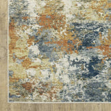 4' X 6' Teal Blue Orange Gold Grey Tan Brown And Beige Abstract Printed Stain Resistant Non Skid Area Rug - Homeroots - Flyclothing LLC