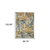 8' X 10' Teal Blue Orange Gold Grey Tan Brown And Beige Abstract Printed Stain Resistant Non Skid Area Rug - Homeroots - Flyclothing LLC
