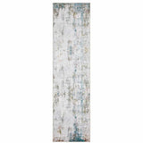 2' X 8' Ivory And Blue Abstract Printed Stain Resistant Non Skid Runner Rug - Homeroots - Flyclothing LLC
